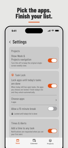 Task Lock: settings